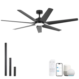 65″ ABS 7 Blades Waterproof DC Motor LED Ceiling Fan with Remote Control for Outdoor Hotel & Living Room Use