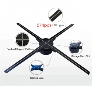 65cm 4 Blades 3D Hologram Holographic Led Advertising Players 3D Fan Hologram Led Fan Machine