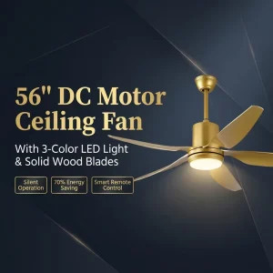 66 Inch Modern Ceiling Fan with 22W LED Light DC Motor 5 ABS Blades Remote Control 6 Speeds Reversible Silent Indoor Big Fan