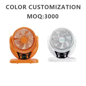 6Inch Solar Rechargeable Fan 10W ABS PP 6V Panel 2 LED Bulbs USB DC Output Multi Function Home Camping Balcony Mobile