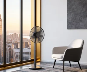7 9.9 Inch Bladeless Oscillating Pedestal Tower Fan Electric Mechanical Control Plastic Floor Ventilation Cooling