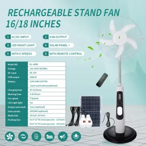 7 9.9 Inch Fully Rechargeable USB Multifunctional Pedestal Fan Digital Control Cooling Brushless Motor Remote Control Adjustable