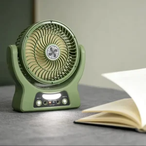 7 Inch Rechargeable Portable Fan Small Solar Fan Lithium Battery Desk with Solar Panel Table Box With LED Light Bulbs for Home