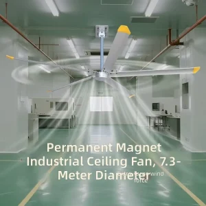7.3m 24ft Free-Standing Industrial Duct Axial Cooling Fan with Brushless DC Motor and Stainless Steel Construction