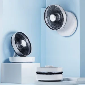 7.5 Inch Timer LED Night Light Desk Table Fan with Remote Control Foldable Oscillating Wall Mounted Fan for Bathroom and Kitchen