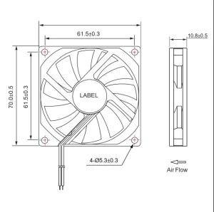70x70x10mm DC Axial Cooling Fan Ultra Quiet 20dBA Ball Bearing 3/4Pin Plastic Blade OEM/ODM Customizable | Ventilateur 12V