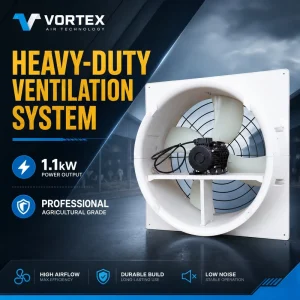 710mm Wall Exhaust Fan 1400RPM 1.1kW Commercial Grade Ventilation for Agricultural Building Workshop W Dual Shaft Damper