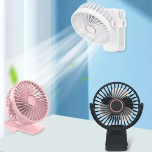720 Degree Rotating Oscillating Rechargeable Three Speed Electric Fan for Kids Portable Desktop & Car Use with Table Clip