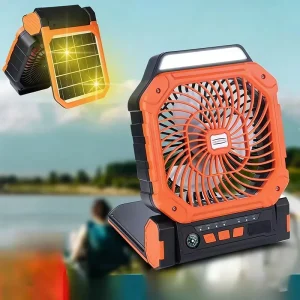 7800mAh Portable USB Rechargeable Solar 4 IN 1 Camping Fan with LED Light and Compass