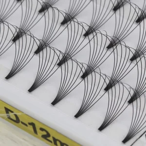 7D Handmade Premade Fan Lashes Deep Black Short Stem D for 0.1mm 8-18mm 12 Rows