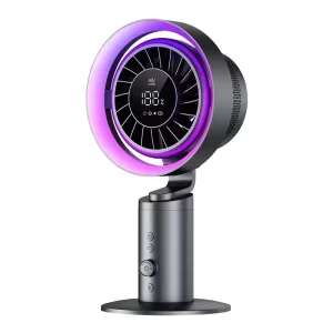 7inch 6000mAh Rechargeable Handheld USB Camping Fan LED Light Brushless Motor Strong Wind for Desktop Household Car Spanish