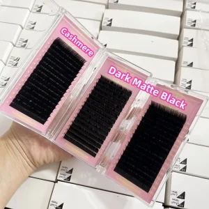 7mm Dark Matte Fanning Eyelash Extensions Easy Fan Volume Trays Soft Mink Velvet Natural CC Curl