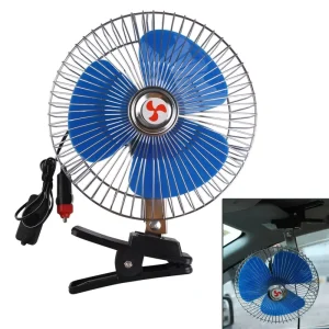 8” 12V Portable Vehicle Car Fan Oscillating Clip-On Cooling Fan