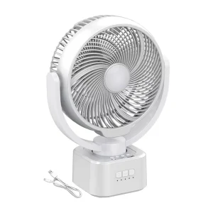 8 Inch 3 Speed Multi Function Oscillating Desk Fan with LED RGB Light BT Speaker Smart Rechargeable Air Cooling Table Fan