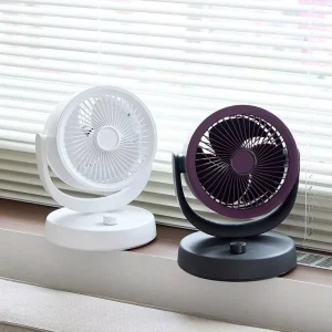 8 Inch Desk Air Circulator Fan 360 Oscillating 8H Timer Mechanical Rechargeable Battery Low Noise Plastic Whole Room