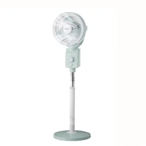 8 Inch Electric Pedestal Tower Fan Adjustable Height Low Noise Strong Air Circulation Mechanical Control Plastic AC Motor Energy
