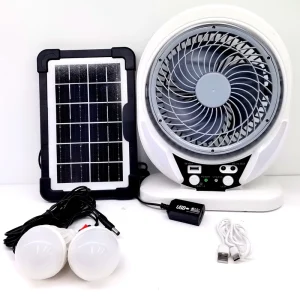 8 Inch Rechargeable Solar & Battery Powered DC AC Desk Table Fan with LED Night Light USB Charging LiFePO4 5500mAh Battery