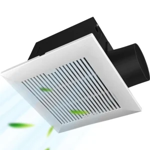 8 X 8 Inch Wall Mounted Dual Ball Bearing Button Control Bathroom Exhaust Fan with 4 Inch Duct Vent for Small Rooms 90 Sq Ft