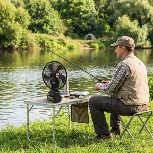 8 inch Oscillating Fan Powered by a 21V Lithium Battery Rechargeable Portable Fan