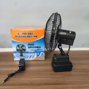8 inch Oscillating Fan with 5 hour Battery Life Rechargeable Lithium Battery and Optional USB Output