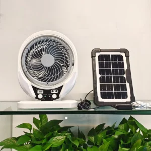 8 inch USB Rechargeable Solar Fan with Light Multi functional Air Circulation Camping Fan Large Wind Handheld and Tabletop