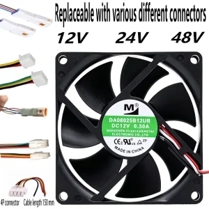 8025 DA08025B12UR DC12V 0.5A 80*80*25MM 2 3 4 Wire Inverter Cooling Fan