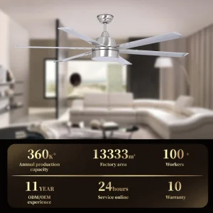 84 Inch Silent Metal Blades Outdoor Industrial Ceiling Fan with Light Remote Control Decorative Features for Household Use