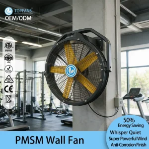 90cm 3ft Wall Mounted HVLS Industrial Fan PMSM Motor Permanent Magnet Variable Frequency Aluminum Alloy Blades 380V 220V Factory