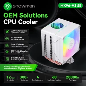 92mm ITX Silent Cooler 800 to 2300 RPM 6 Heatpipe 180W for Bulk Buyer B2B with 120 Independent Patents OEM ODM Custom Branding
