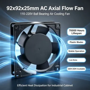 92x92x25mm AC Axial Flow Fan 110 220V Plastic Blades Ball Bearing 70000 Hours Lifespan CPU Air Cooler Cooling Fan OEM ODM