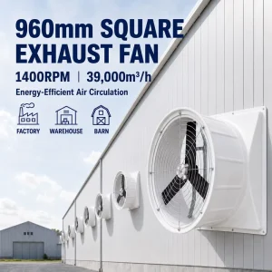 960mm Square Exhaust Fan 1400RPM 39000m3/h Energy Efficient Air Circulation for Factory Warehouse Barn