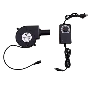 9733 12V DC Blower 2.7A Large Air Volume Turbo with Round Tube Head for Barbecue & Wood Stove Fan and Speed Controller