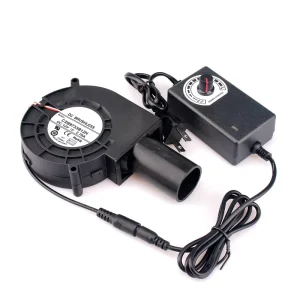 9733 DC 12V 2.7A Turbo Blower Fan High Airflow 97mm Centrifugal Fan with Speed Controller for BBQ Grill Wood Stove Fireplace