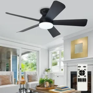 ABS Ceiling Fan Light with Stepless Dimming Remote Control and Three color Light Changing for Living Room and Restaurant