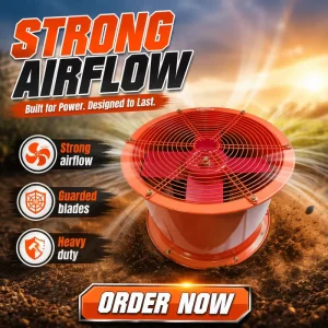 AC 220V Industrial Axial Ventilation Exhaust Fan with Cast Iron Blades 3-Blade Wall Fan 1-Year Warranty