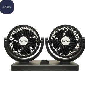AC-2308 4 Inch Double-Head ABS Plastic Car Cooling Fan 12V/24V Black Universal Fitment