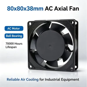 AC Axial Flow Fan 80x80x38mm 110-220v Ball Bearing 70000 Hours Lifespan Plastic Blades Electric 7-Leaf Super Cooling Fan