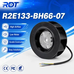 AC Backward Curved Centrifugal Fan R2E133 BH66 07 133mm High Airflow Durable Ball Bearing Refrigeration Equipment Cooling