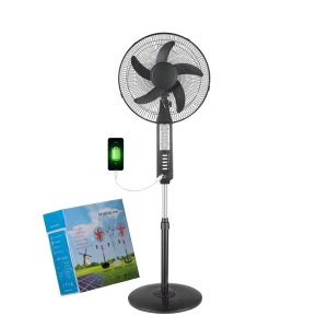 AC/DC 16-18 Inch Remote Pedestal Fan Solar Rechargeable Stand Fan with LED Light