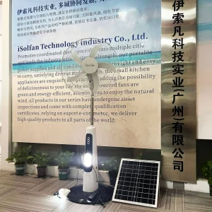 AC DC Energy Cooling Camp Electric Rechargeable Solar Powered Standing Fan with Solar Panel and Battery Set for Home