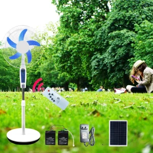 AC DC Floor Fan Exported to Panama DC 12V 16 inch Carga De Ventilador Stand with Led Light and Remote Control Electric Fan