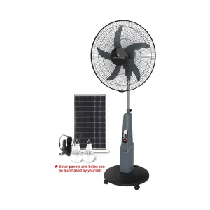 AC/DC Operated Solar Rechargeable Stand Fan with Remote Control Floor Stand Fan for Outdoor