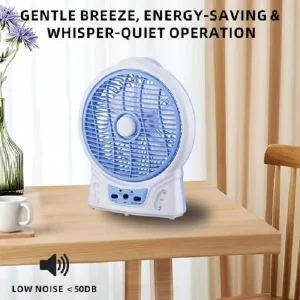 AC DC Potable Fan with 6V4.5Ah Battery 6 Pcs LED Light 3 Speeds Desk Fan Bathroom Hotel Office