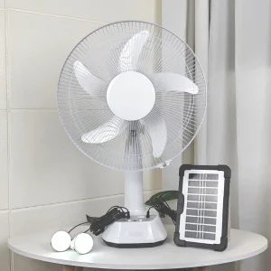 AC DC Rechargeable 16 Inch Solar Table Fan with Solar Panel and USB Ports