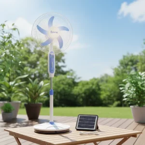 AC/DC Rechargeable Solar Powered Outdoor & Household Pedestal Fan 16/18 Inch with LED Light USB Energy Efficiency