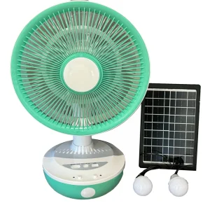 AC/DC Solar-Powered 12inch Metal & ABS Energy-Saving Rechargeable Fan with Solar Panel and Lighting Feature