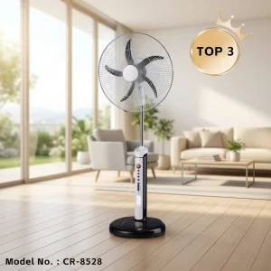 AC DC Solar Rechargeable Stand Fan with Light Oscillating Speed Control for Home Office Outdoor