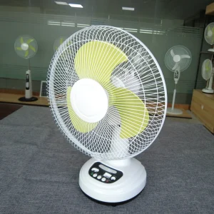 AC DC Solar Table Fan Rechargeable 12 Inch Desk Fan With LED Light Bulbs Battery Solar Panel 3 Speeds Timer OF12 for Kitchen