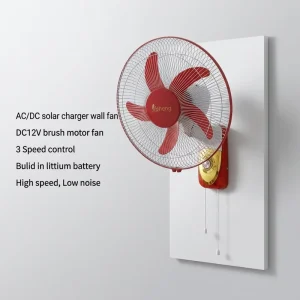AC DC Wall mounted Fans Exported to the Philippines Rechargeable Solar Indoor Wall Fans with Lithium Batteries and Solar Panels