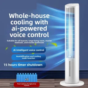 AC Evaporative Air Cooler Tower Fan 3 Speeds Portable Mini Water Cooled Cooling for Home Bedroom Dorms with Remote Control